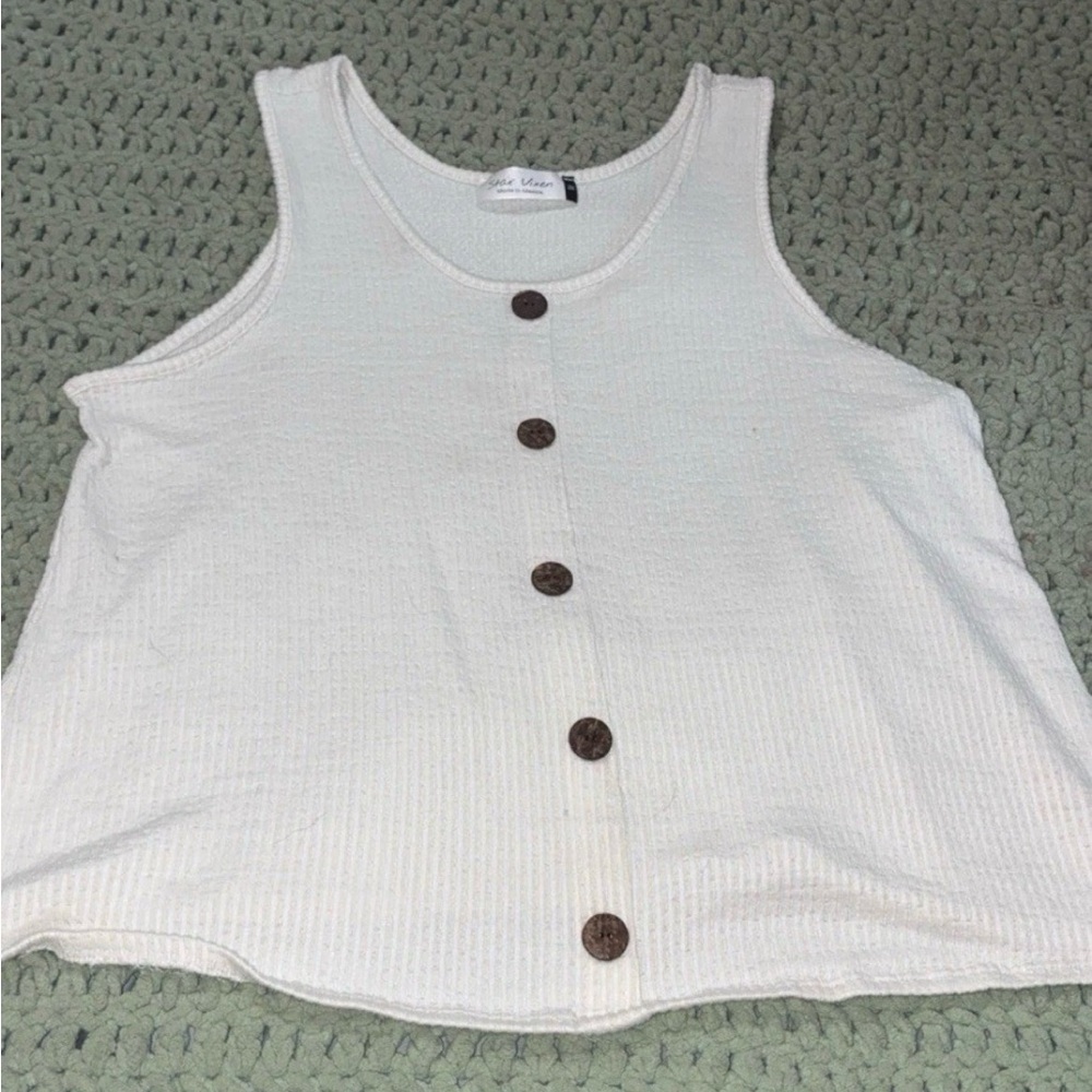 White Button-Down Tank Top (False buttons)